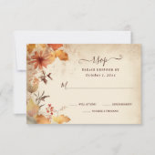 秋インラブビューティフルオータムフラワーズ秋の結婚式 出欠カード (正面)