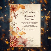 秋インラブビューティフルオータムフラワーズ秋の結婚式 招待状