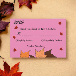 秋インラブピエレガントンク葉秋の結婚式 出欠カード