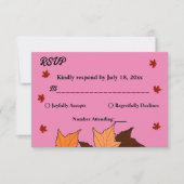 秋インラブピエレガントンク葉秋の結婚式 出欠カード (正面)