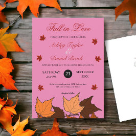 秋インラブピエレガントンク葉秋の結婚式 招待状