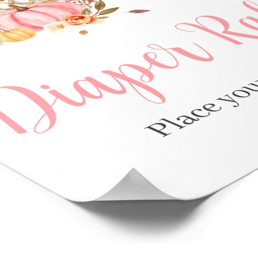 秋インラブピンクカボチャ赤ちゃんシャワー ポスター (角)