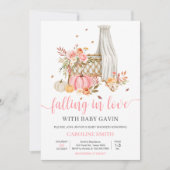 秋インラブピンクカボチャ赤ちゃんシャワー 招待状 (正面)