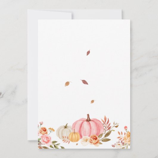 秋インラブピンクカボチャ赤ちゃんシャワー 招待状 (裏面)