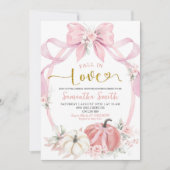 秋インラブピンクコケットパンプキンブライダルシャワー 招待状 (正面)