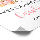 秋インラブピンクパンプキンウェルカムベビーシャワー ポスター (角)