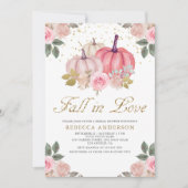 秋インラブピンクパンプキンフローラブライダルシャワー 招待状 (正面)
