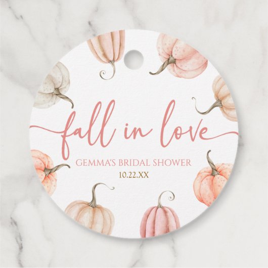 秋インラブピンクパンプキンブライダルシャワー フェイバータグ (裏面)