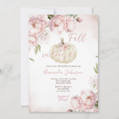 秋インラブピンクフローラパンプキンブライダルシャワー 招待状 (正面)