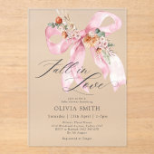 秋インラブピンクボウフローラベビーシャワー アクリル招待状 (正面)