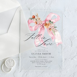 秋インラブピンクボウフローラベビーシャワー アクリル招待状