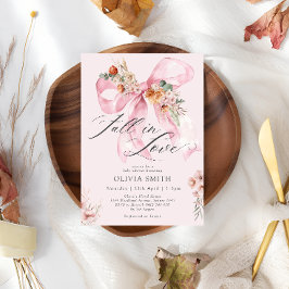 秋インラブピンクボウフローラベビーシャワー 招待状