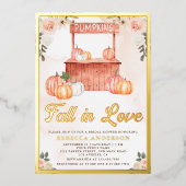 秋インラブピーチパンプキンマーケットブライダルシャワー 箔招待状 (正面)