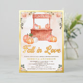 秋インラブピーチパンプキンマーケットブライダルシャワー 箔招待状 (立ち正面)