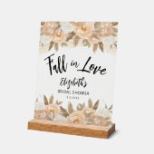 秋インラブピーチフラワーズブライダルシャワー アクリルサイン (傾斜)