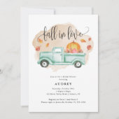 秋インラブファームトラックパンプキン秋ブライダルシャワー 招待状 (正面)