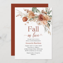 秋インラブフラワーズウォーターカラーブライダルシャワー 招待状