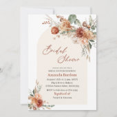秋インラブフラワーズウォーターカラーブライダルシャワー 招待状 (正面)