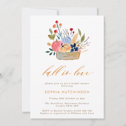 秋インラブフラワーズ&パンプキンスブライダルシャワー 招待状 (正面)