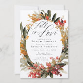 秋インラブフラワーリース結婚ズブライダルシャワー 招待状 (正面)