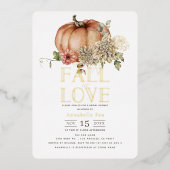 秋インラブフローラオレンジカボチャブライダルシャワー 箔招待状 (正面)