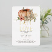 秋インラブフローラオレンジカボチャブライダルシャワー 箔招待状 (立ち正面)