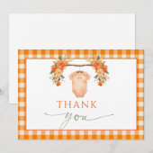 秋インラブフローラオレンジジンガムベビーサンキューユア サンキューカード (正面/裏面)