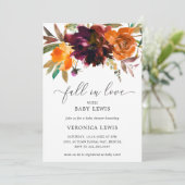 秋インラブフローラオレンジブルゴーニュ赤ちゃんシャワー 招待状 (スタンド正面)