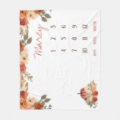 秋インラブフローラパンプキンベビーマイルストーンブランケット フリースブランケット (正面)