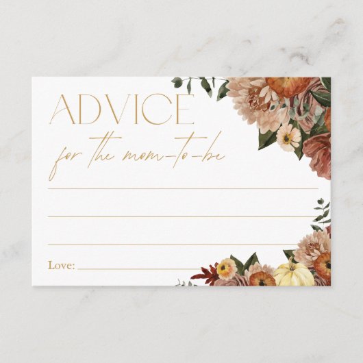 秋インラブフローラベビーシャワーアドバイスママ エンクロージャーカード (正面)