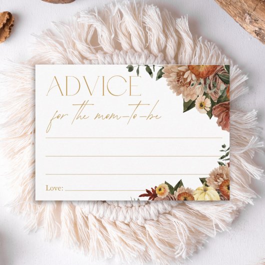 秋インラブフローラベビーシャワーアドバイスママ エンクロージャーカード