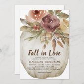 秋インラブフローラホワイトパンプキンブライダルシャワー 招待状 (正面/裏面)