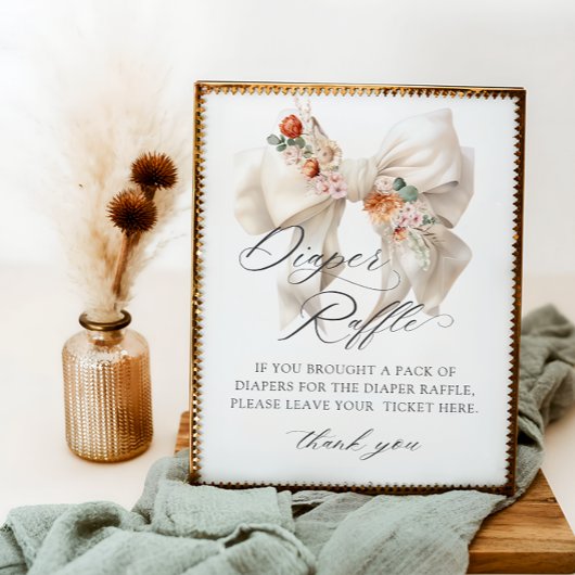 秋インラブフローラボウベビーシャワーおむつラッフル ポスター