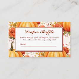 秋インラブフローラ秋ベビーシャワーおむつラッフル エンクロージャーカード