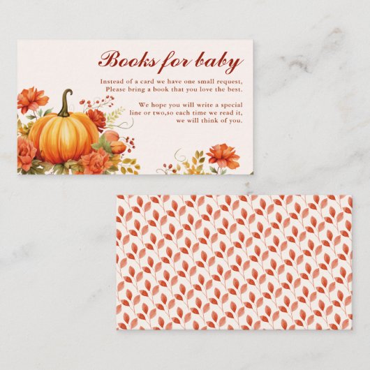 秋インラブフローラ秋ベビーシャワーブックベビー エンクロージャーカード (正面/裏面)