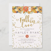 秋インラブフローラ葉パンプキンスブライダルシャワー 招待状 (正面)