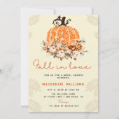 秋インラブフンプキンオータムフローラブライダルシャワー 招待状 (正面)