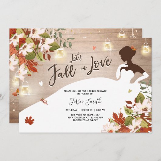 秋インラブブライダルシャワーの招待素朴Jars 招待状 (正面/裏面)