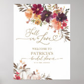 秋インラブブライダルシャワーウェルカムサイン ポスター (正面)