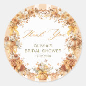 秋インラブブライダルシャワーサンキューユー ラウンドシール (正面)