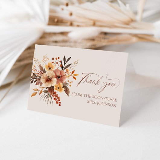 秋インラブブライダルシャワーサンキュー サンキューカード