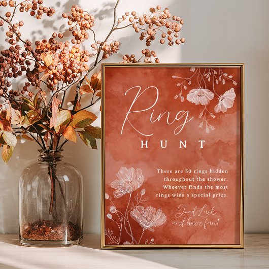 秋インラブブライダルシャワーリングや輪狩りゲームサイン ポスター