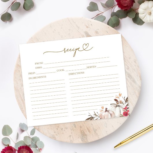 秋インラブブライダルシャワーレシピカード