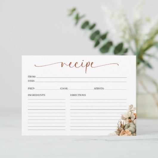 秋インラブブライダルシャワーレシピカード エンクロージャーカード (スタンド正面)