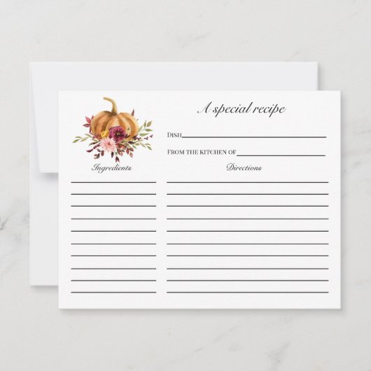 秋インラブブライダルシャワーレシピカード 招待状 (正面)