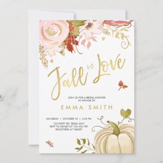 秋インラブブライダルシャワー招待ベビー秋 招待状 (正面)