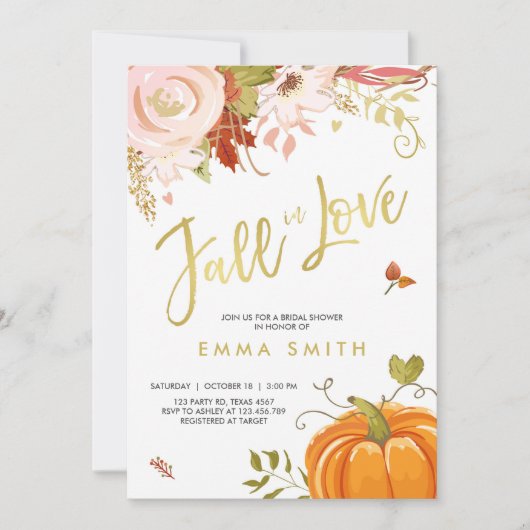 秋インラブブライダルシャワー招待ベビー秋 招待状 (正面)