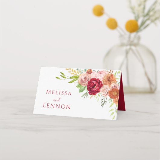 秋インラブブライダルシャワー結婚の座席表 プレイスカード (裏面)