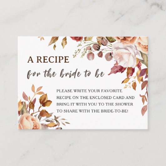 秋インラブブライダルシャワー |秋のレシピ依頼 エンクロージャーカード (正面)