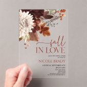 秋インラブブラウンブルゴーニュフローラブライダルシャワー アクリル招待状 (インサイチュ (ポータブル))